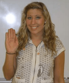 Animated ASL sign for hello, step 1: flat hand raised near the forehead like a salute