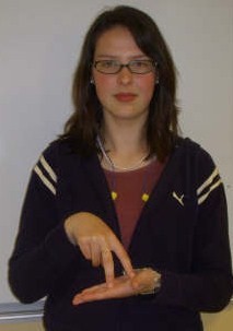 ASL sign for jump, first position